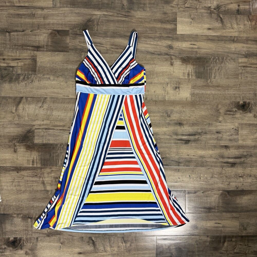 Womens John Paul Richard multistriped resort wear dress size L - Picture 1 of 7